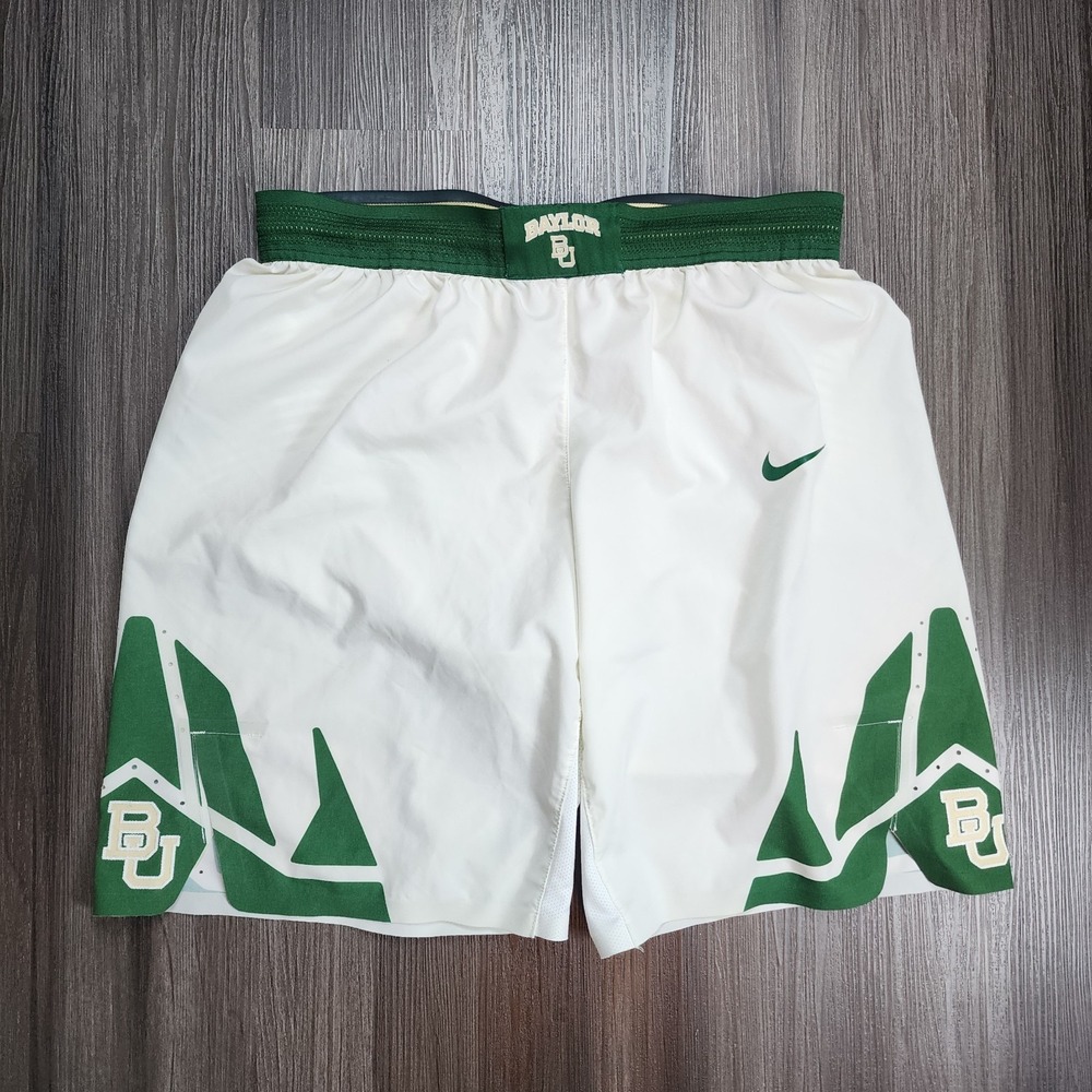 Nike Baylor Bears Basketball Shorts White Green Team Issued Size 38 Med 2016-17
